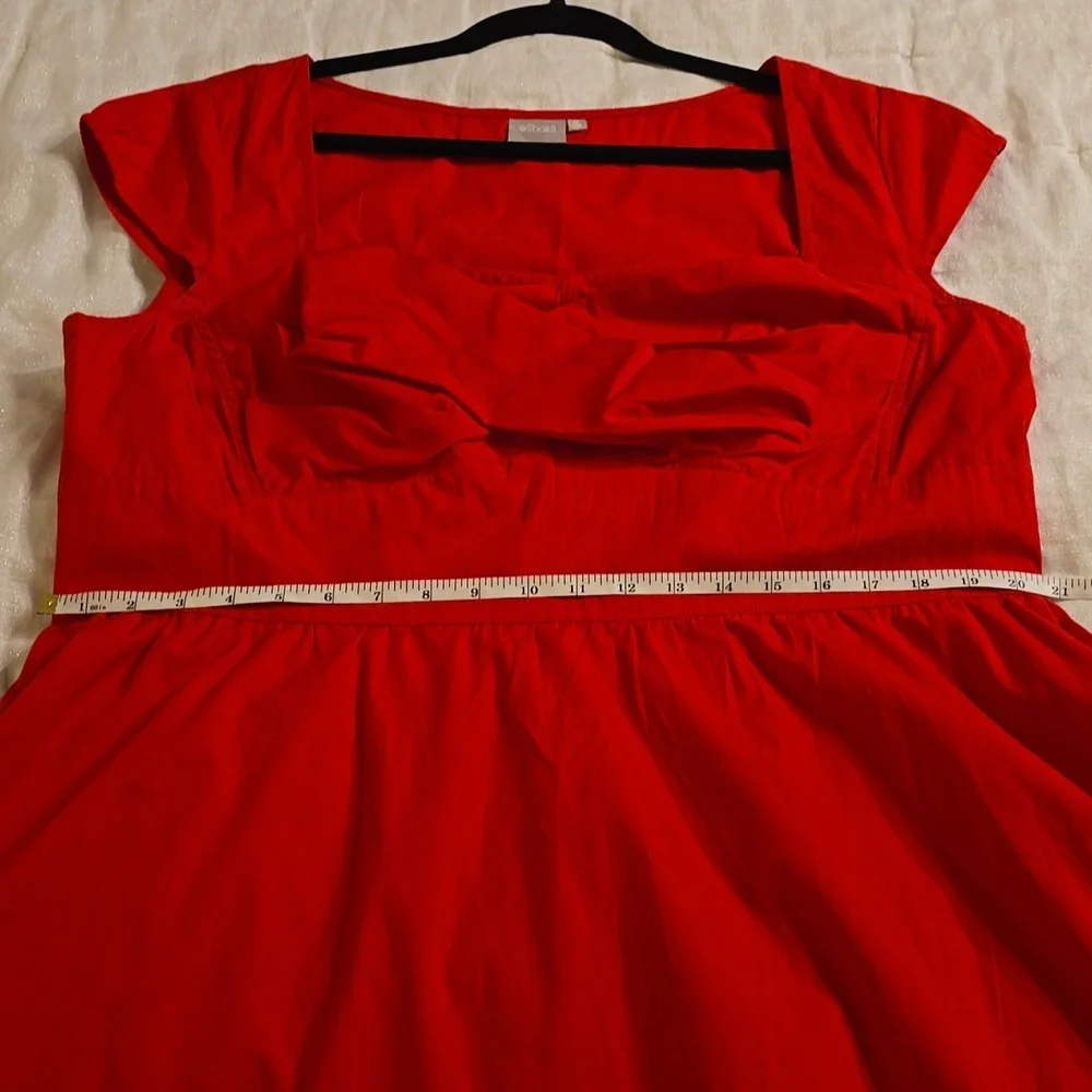 eShakti Cotton Vibrant Red Mini Dress - Picture 12 of 16